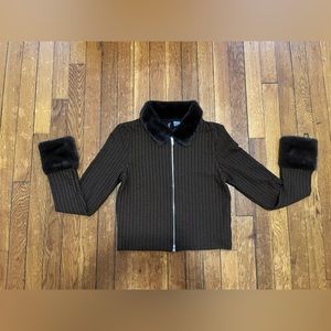 H&M brown zip-up sweater
